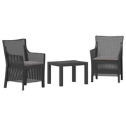 Set di relax con cuscino 3 pz | Set Salotto da Giardino Antracite PP