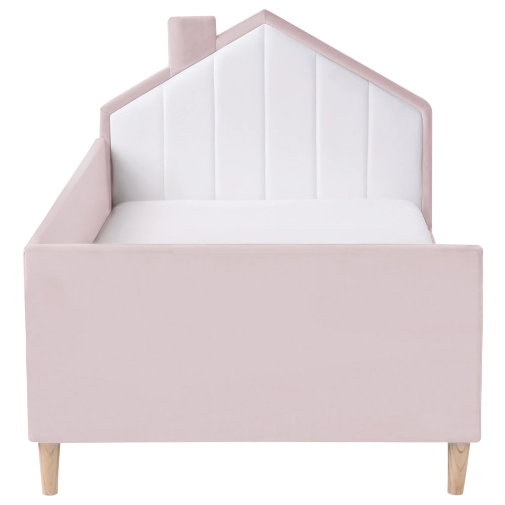 Letto singolo in velluto tortora con base a doghe 90 x 200 cm Camera Moderna Tradizionale
