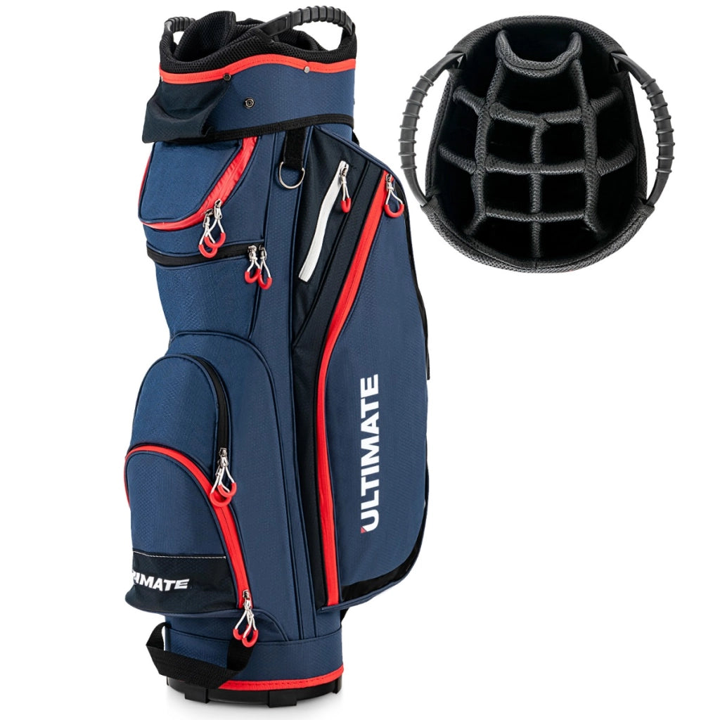 Borsa da golf leggera e di grande capacit¨¤ con 14 divisori 8 tasche tracolla, Borsa da golf portatile Blu scuro-Golf