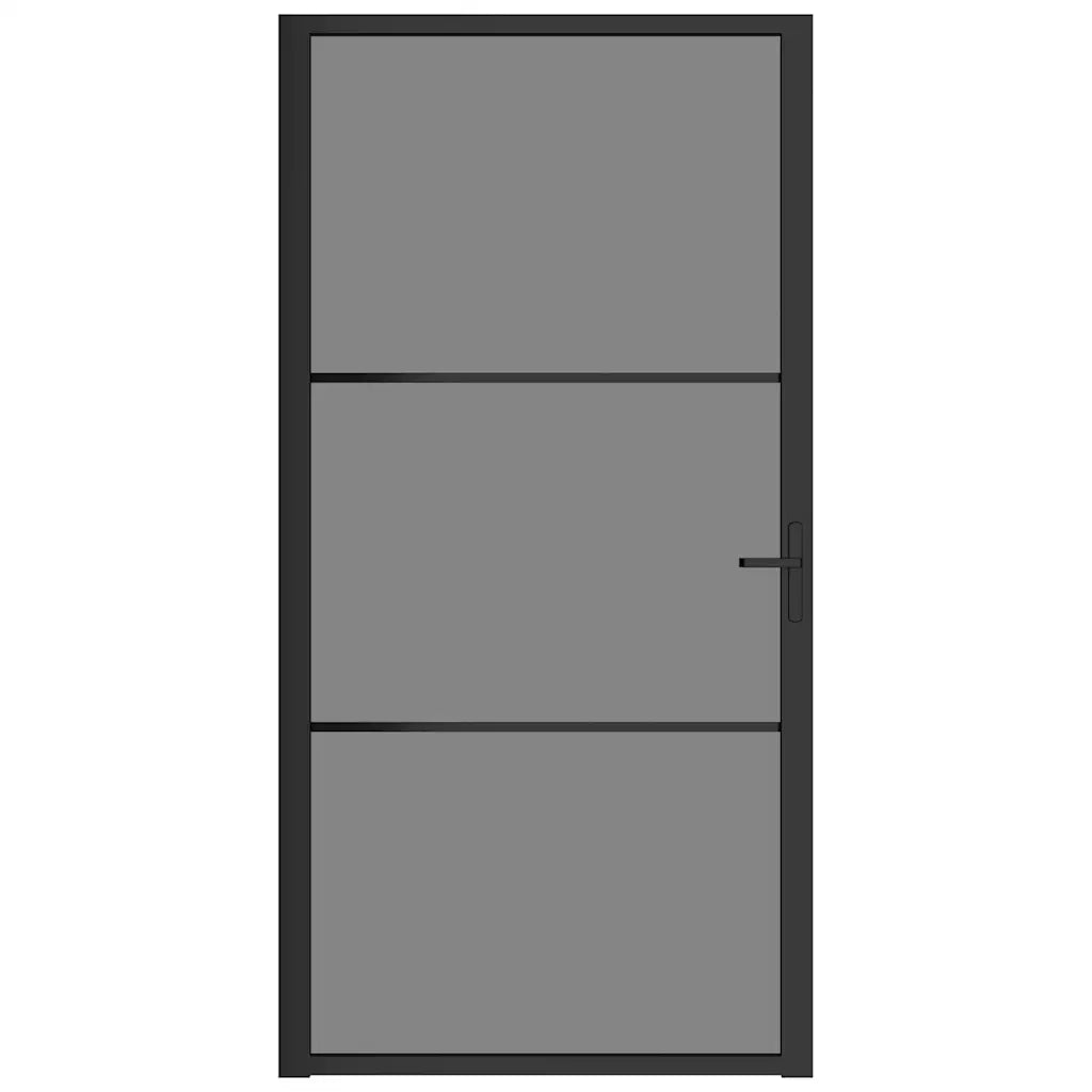Porta Interna 102,5x201,5 cm Nera in Vetro ESG e Alluminio 350563