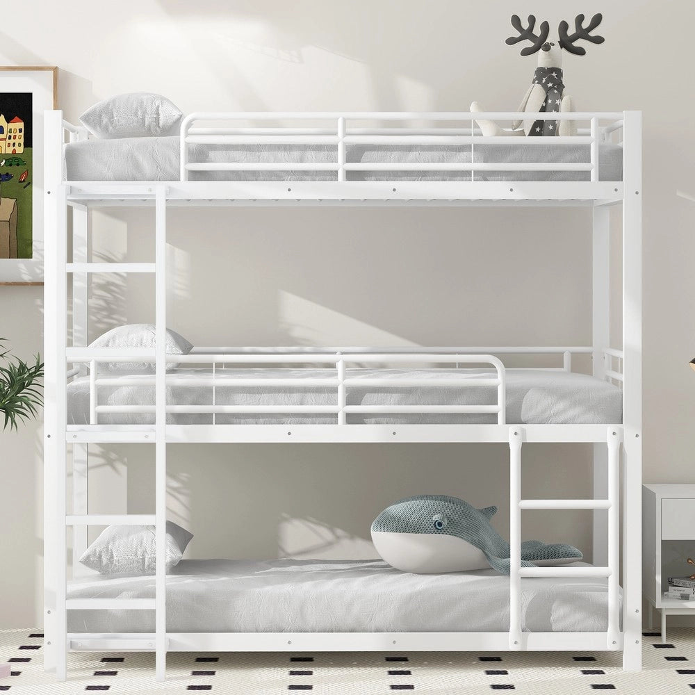 Letto a Castello Triplo ¨C MINIMAL ¨C Metallo Bianco 90x200