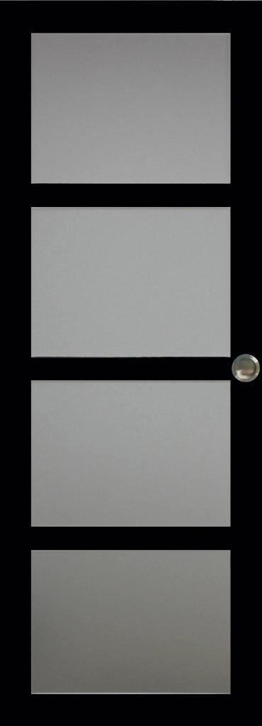 Porta scorrevole Telia nera H204 x L83 con binario in alluminio bianco + 2 gusci installati