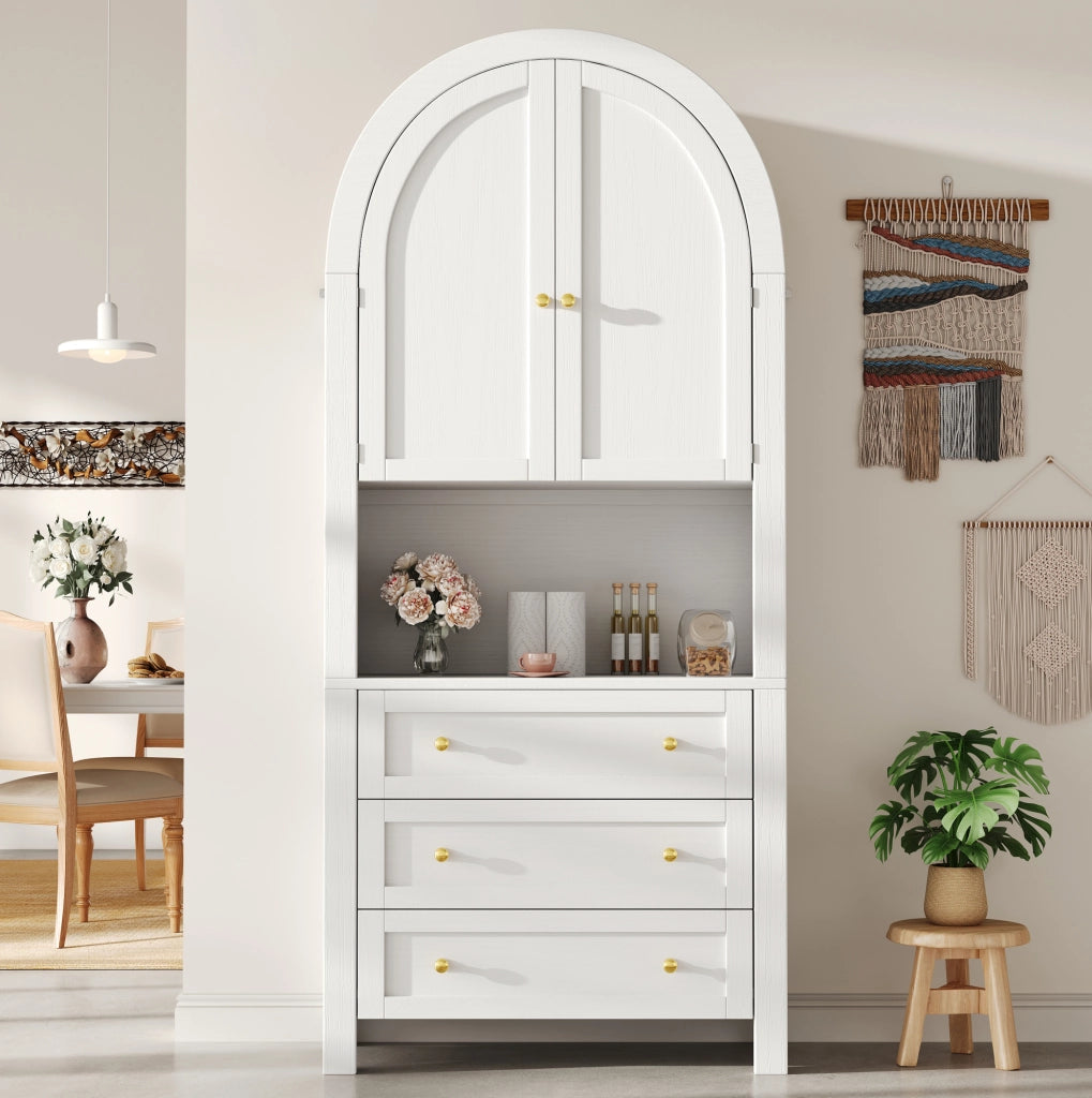 ARMADIO alto 70x35x180 cm in MDF bianco con 3 cassetti