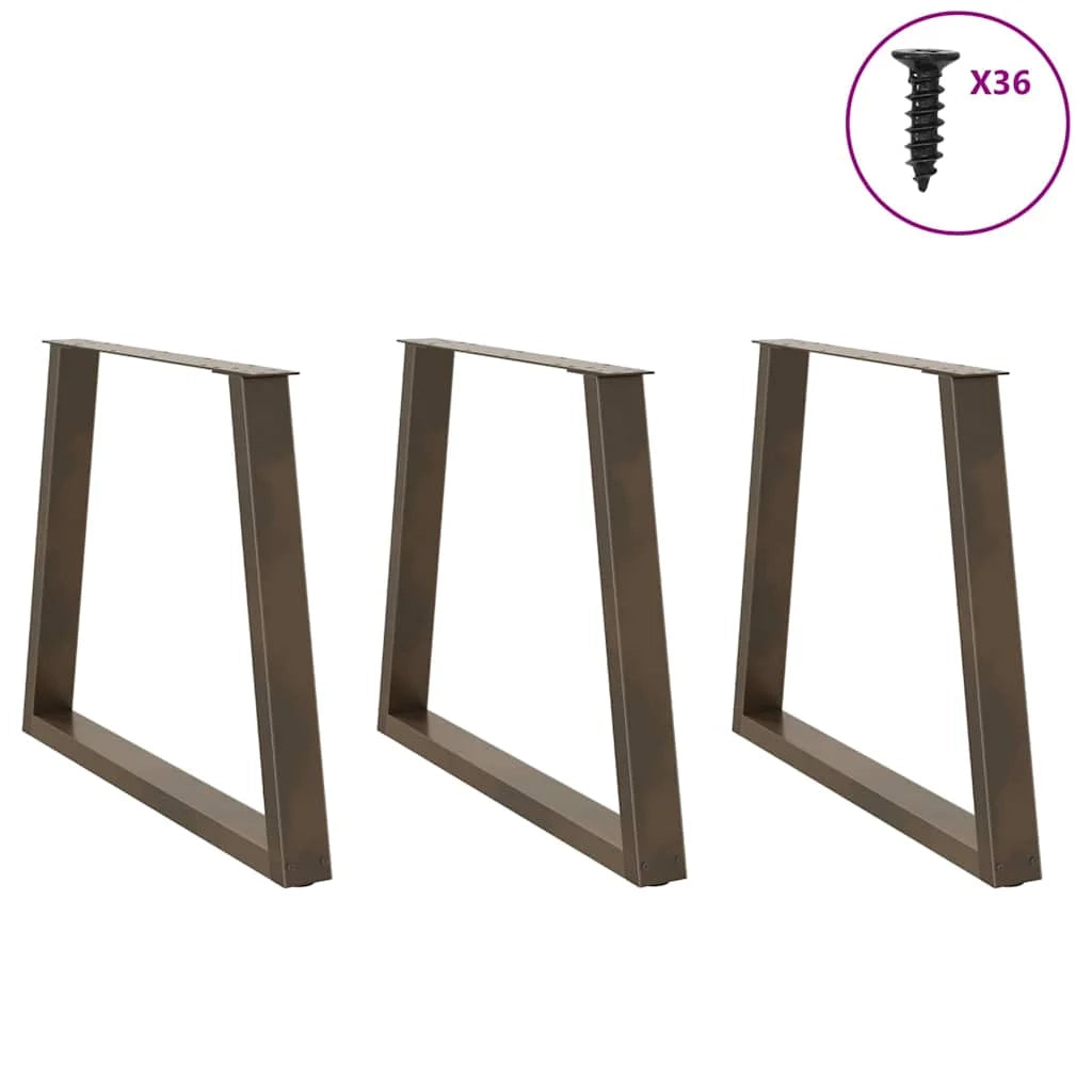 Set di 3 gambe regolabili per tavolo da pranzo a forma di V 80 x 73 cm design moderno acciaio naturale 02_0056879