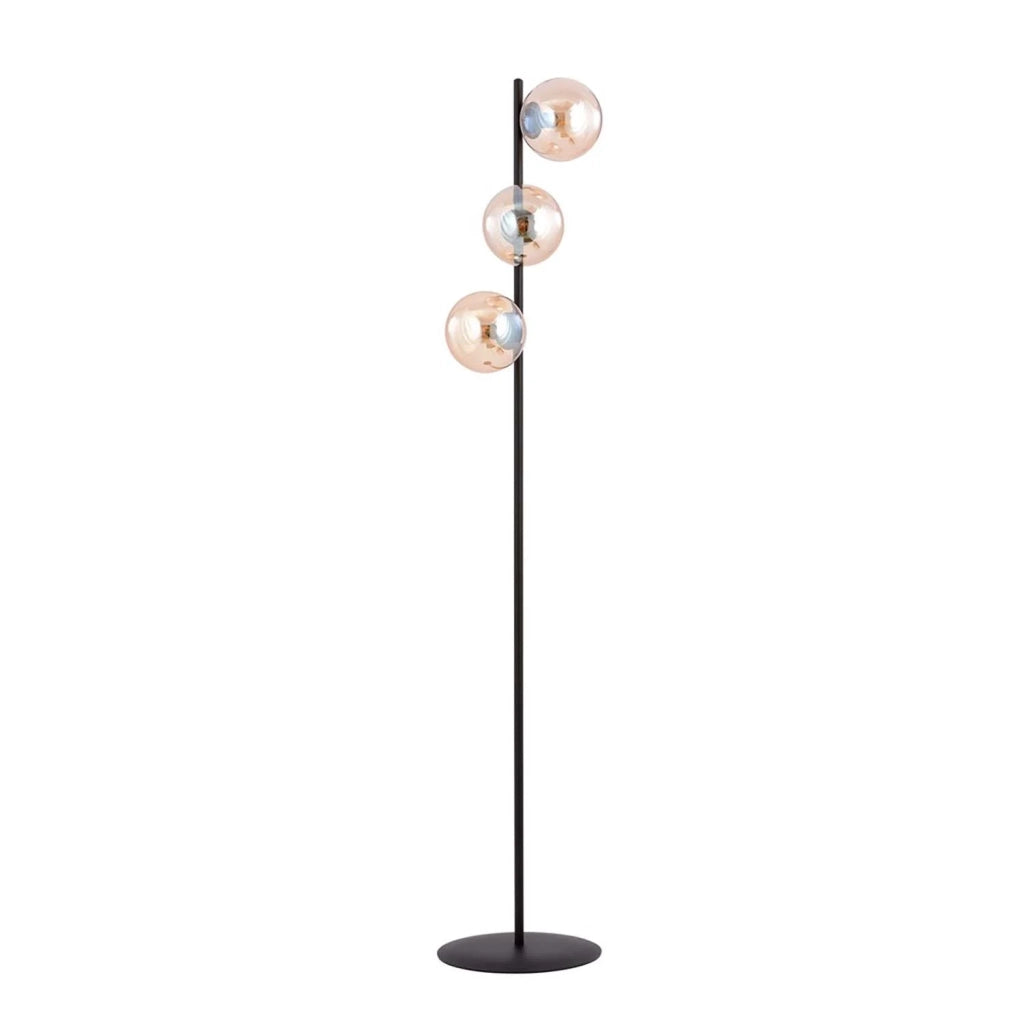 Piantana Minimal Durga Acciaio Nero Ambra 3 Luci E14 Ip20