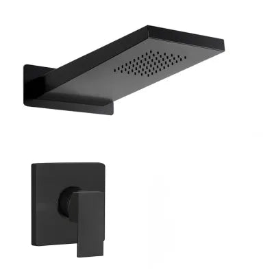 Set doccia incasso nero opaco Kubo soffione a sbalzo inox 22x50 cm