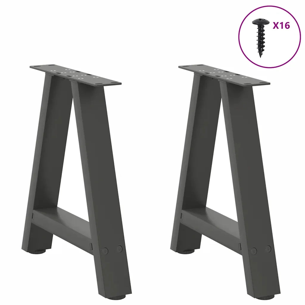 Gambe per Tavolino da CaffÃ¨ a Forma di A 2 pz Antracite 38x(42-43) cm Acciaio