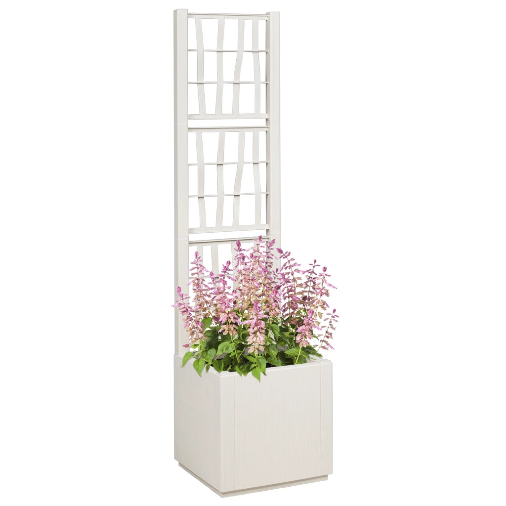 Fioriera da Giardino con Trellis Bianco 36x36x140 cm PP