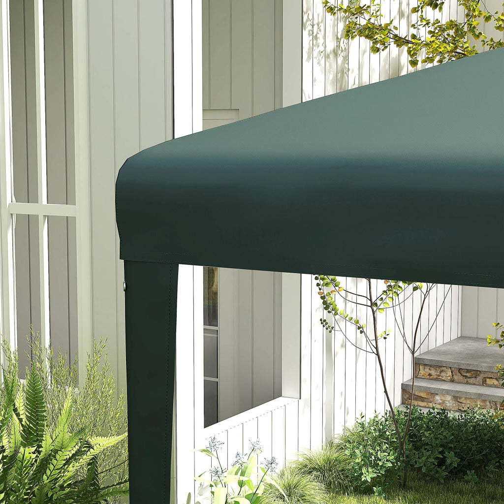 Gazebo da Giardino 270x270 cm con Picchetti e Corde Telaio in Acciaio e Rivestimento in PE Verde Scuro