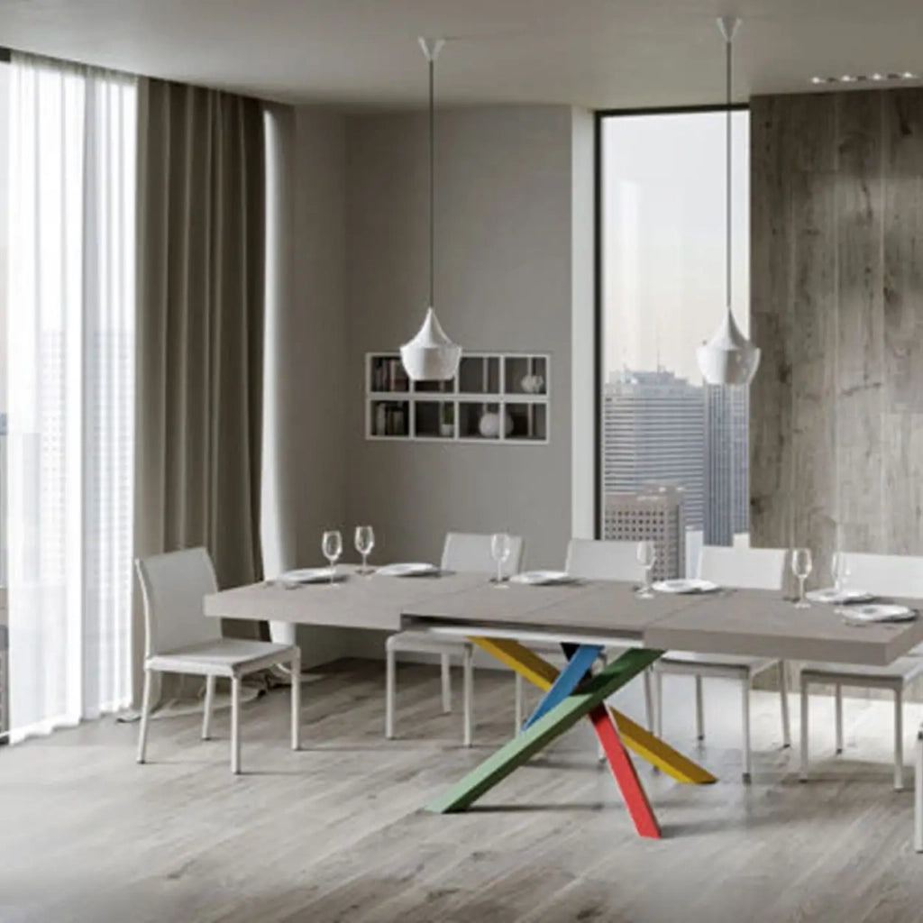 Tavolo allungabile 200/460x90 cm Volantis cashmere gambe multicolore 4/B