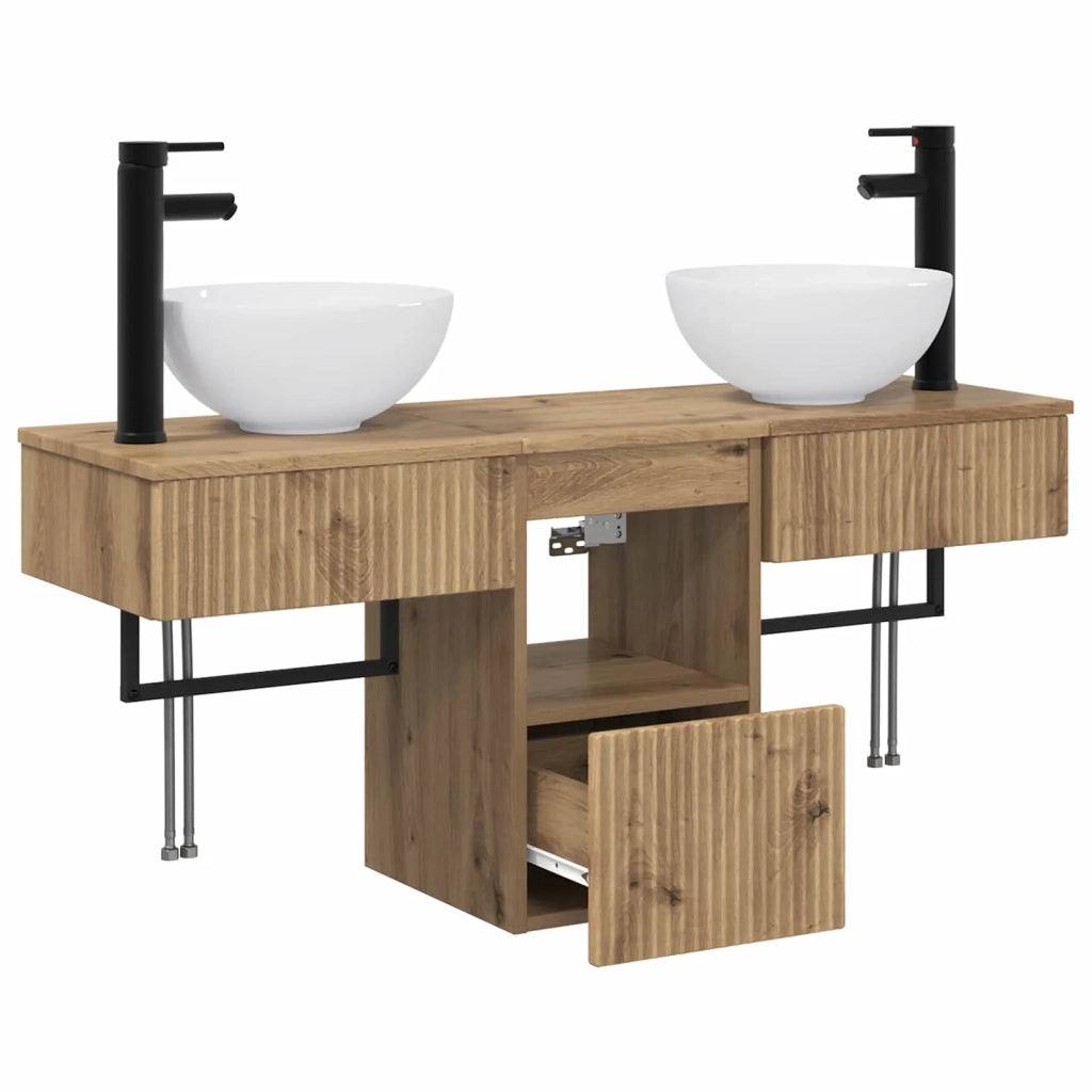 Set di mobili per il bagno 3 pz Rovere Artigianale 3405586