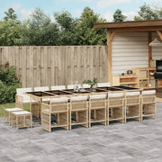 Set da Pranzo da Giardino 17 pz con Cuscini Beige in Polyrattan 3211726