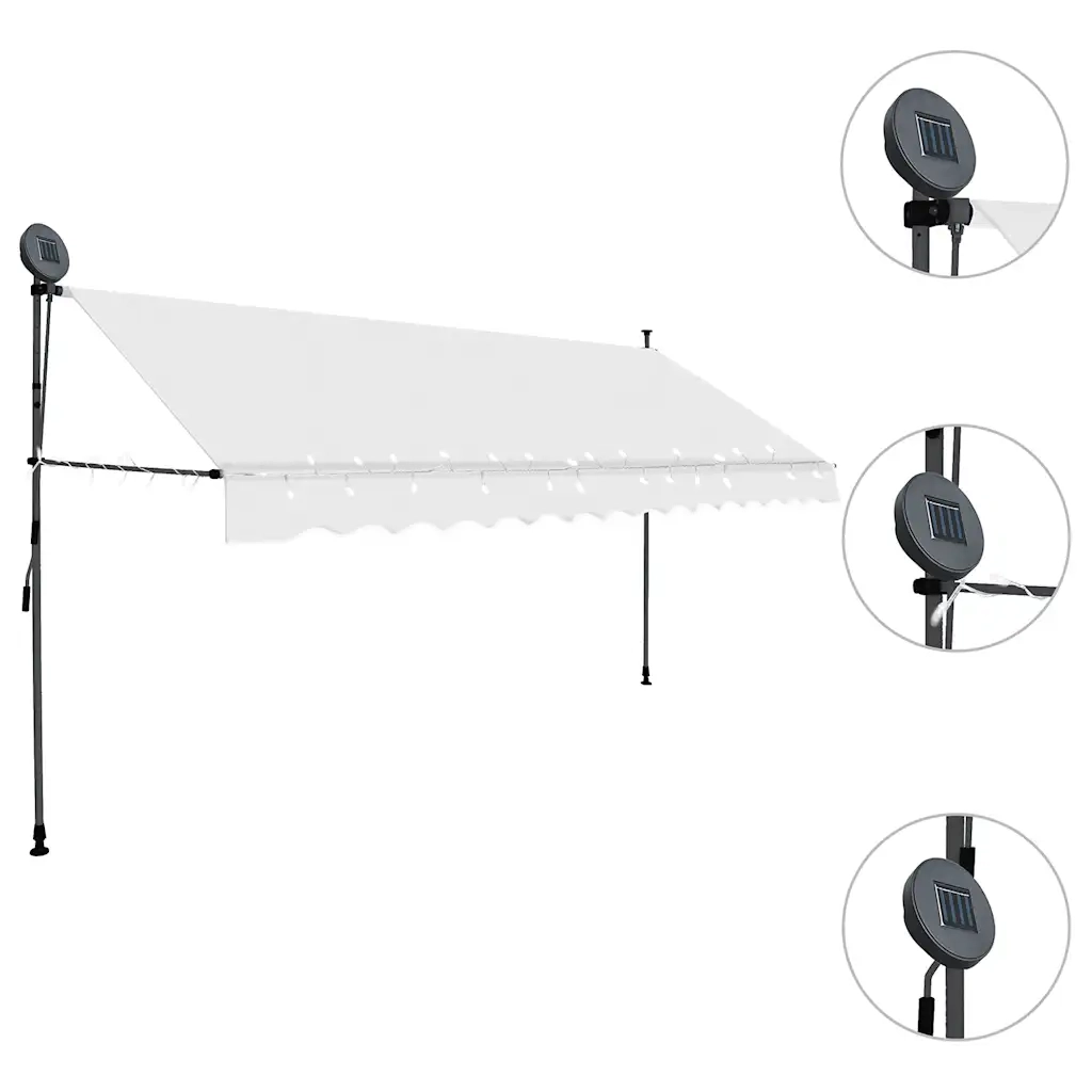 Tenda da Sole Retrattile Manuale con LED-Tenda parasole per Patio 350 cm Crema