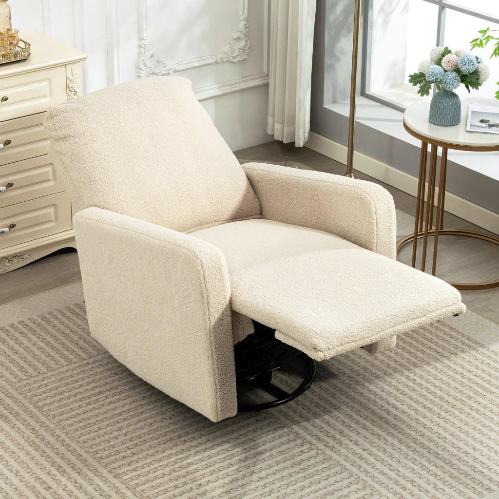 Poltrona reclinabile con poggiapiedi e girevole ¨C zephmum ¨C beige 76x94x100 cm