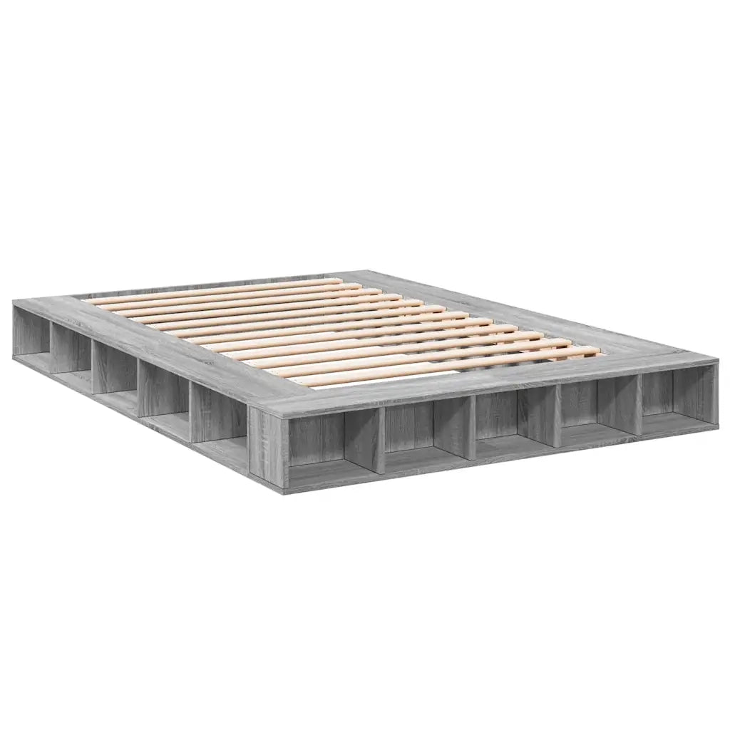 Letto matrimoniale | Letto per adulti | Giroletto Grigio Sonoma 150x200 cm in Legno Multistrato