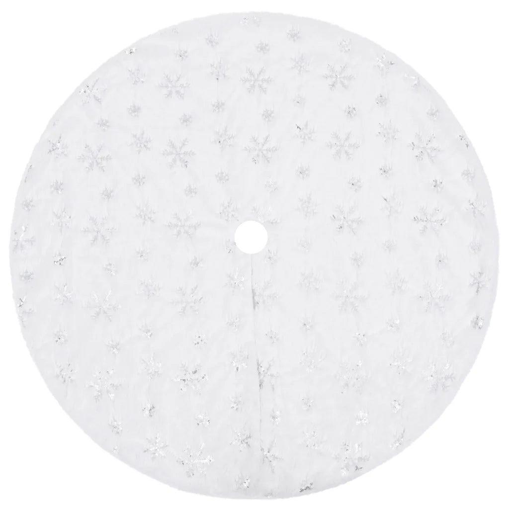 Gonna per albero di Natale di lusso bianca 122 cm in pelliccia sintetica CFW9914377