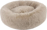 Letto per animali soffice e comodo con cuscino ronde per gatti e cani - diametro 50cm - sacchetto per cani in pelle marrone chiaro