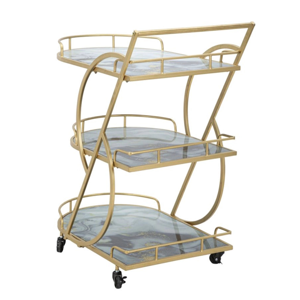 Carrello VKH2, Oro, Metallo, 71x45,5x84,5 cm