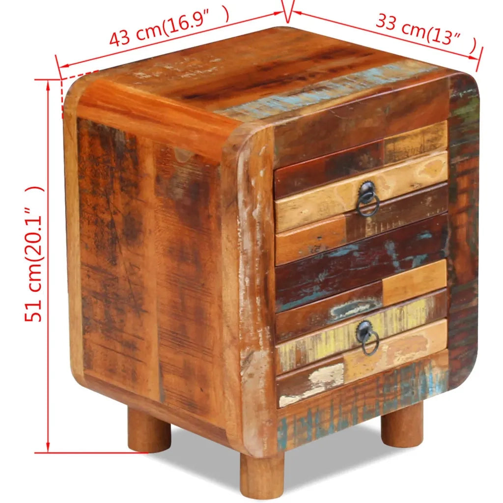 Comodino in Solido Legno di Recupero 43x33x51 cm 243323