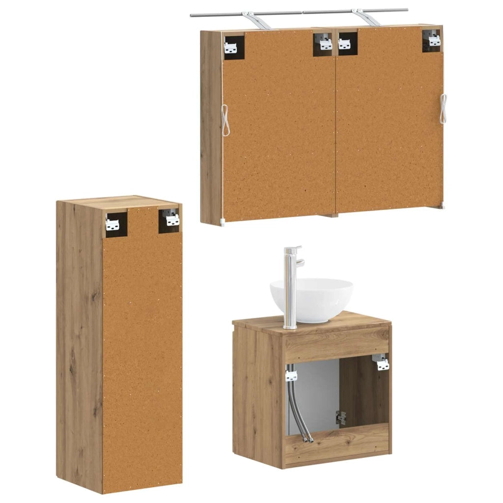 Set di mobili per il bagno 4 pz Rovere Artigianale 3407414