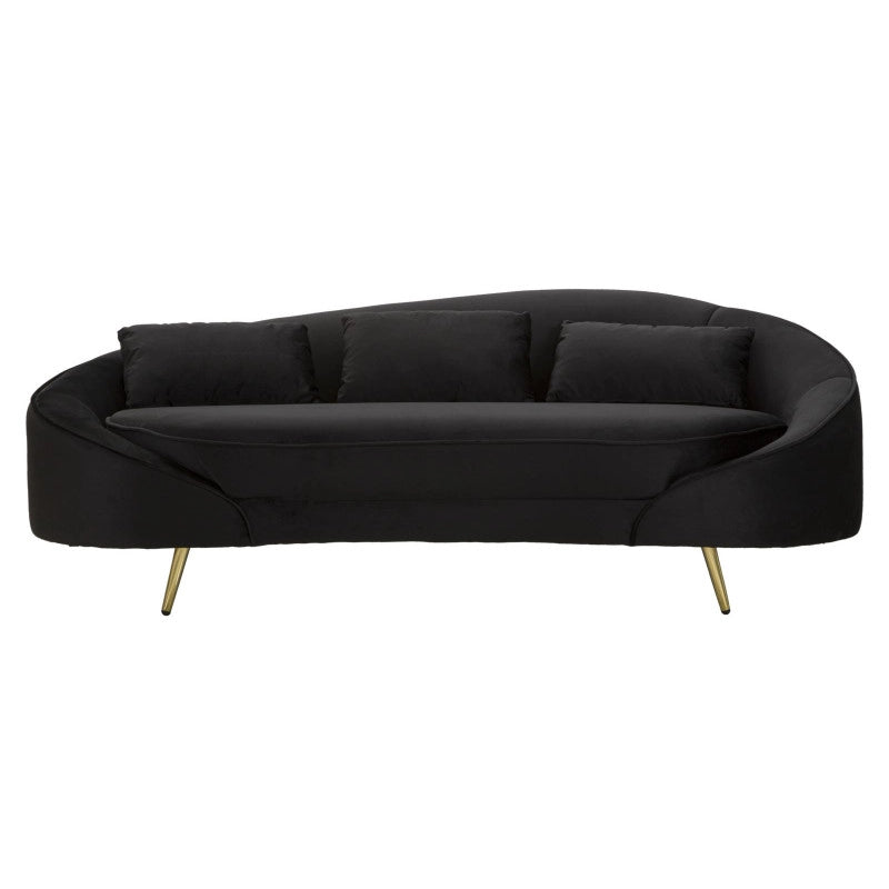 Divano 3 Posti Oslo Con Cuscini Nero cm 185x84x68