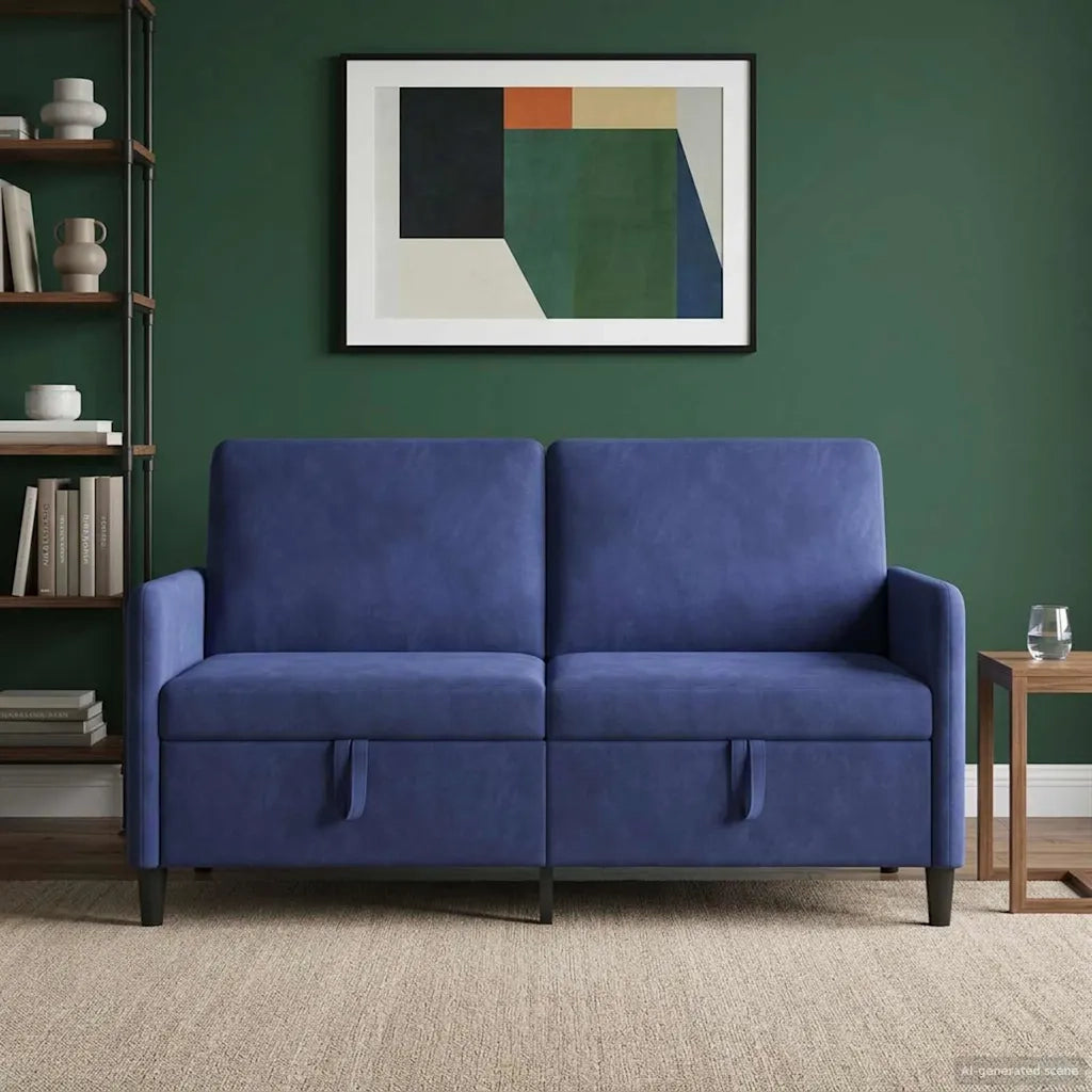 Divano con Storage Blu Polizia 152 x 78 x 87 cm Poliestere 42036945