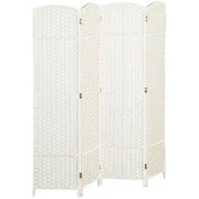 Paravento interno in legno 4 pannelli 160 x 170 cm separatore d'ambiente pieghevole per soggiorno, camera da letto, bianco