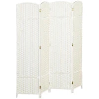 Paravento interno in legno 4 pannelli 160 x 170 cm separatore d'ambiente pieghevole per soggiorno, camera da letto, bianco
