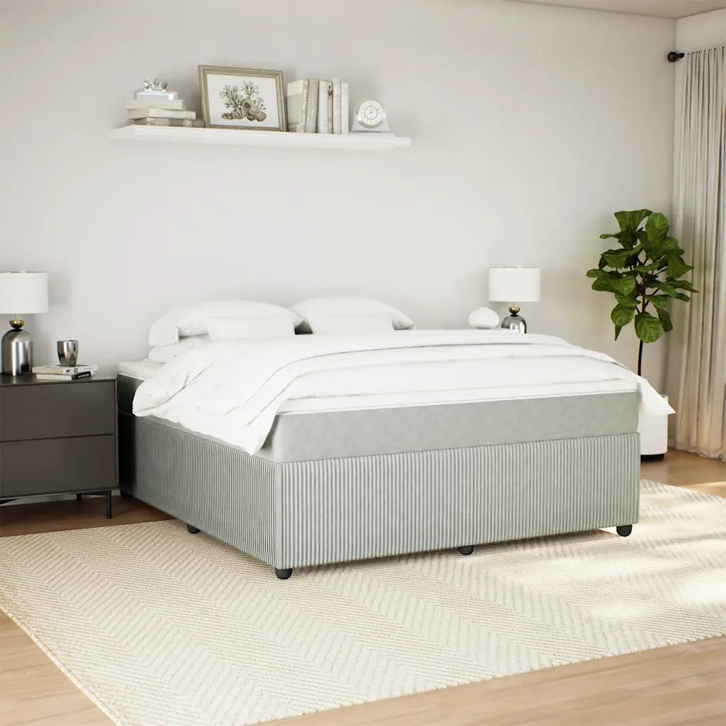 Giroletto a Molle con Materasso Grigio Chiaro 180x200cm Velluto