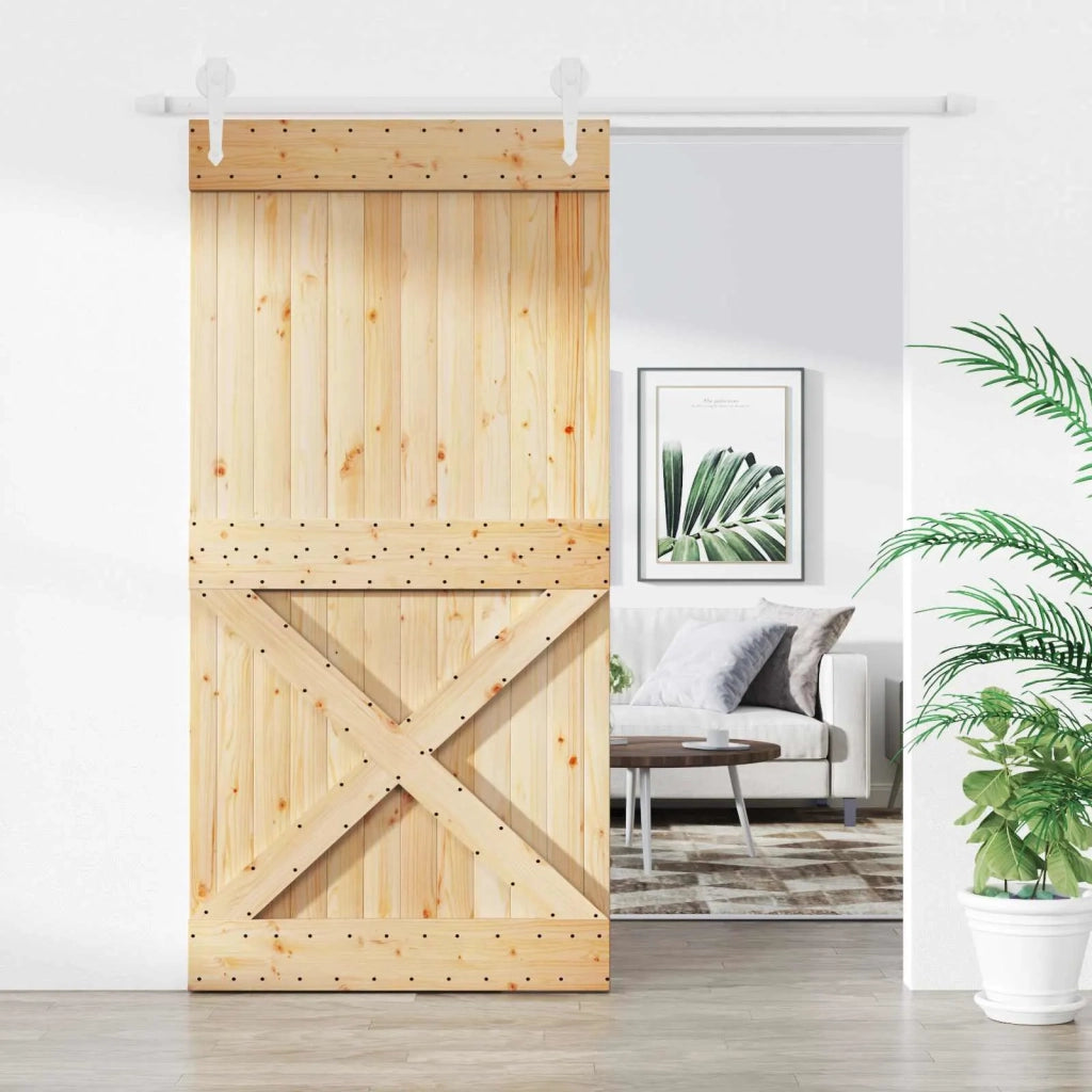 Porta scorrevole Naturale e Bianco 100 x 210 cm