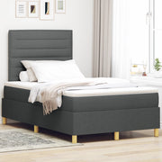Letto con Box Spring e Materasso & LED Grigio Scuro 120x190 cm Tessuto