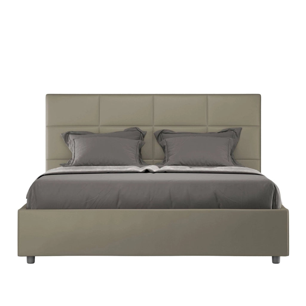 ityhome Letto matrimoniale king size con rete imbottito 170x190 similpelle cappuccino Mika
