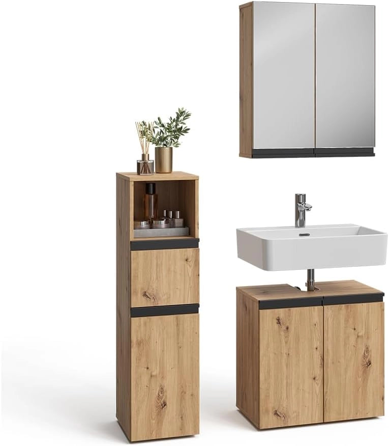 Set di mobili da bagno Torren, Artigiano, 3 pezzi, con cabinet midi