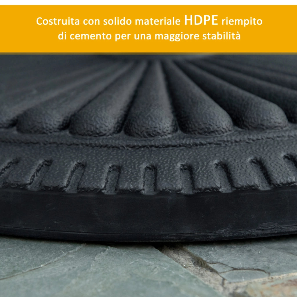 Base per Ombrellone Rotonda in HDPE da 14kg per Pali da §¶35-38-48mm, ?49x32A cm, Nero
