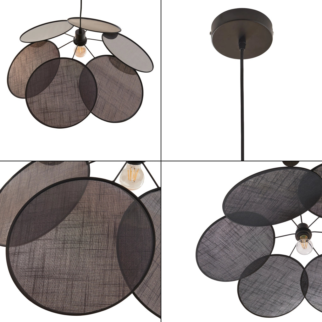 Lampadario a Sospensione Blackwood con Paralume in Tessuto - Nero lux.pro