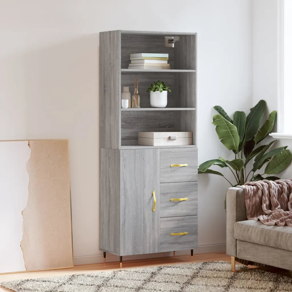 Credenza Grigio Sonoma 69,5x34x180 cm in Legno Multistrato 3189427