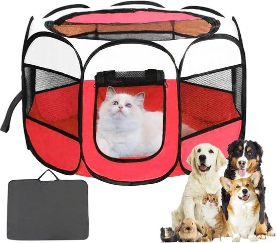 Box Opvougbile per Animali Piccoli - 74 x 74 x 43 cm Beige + Rosso