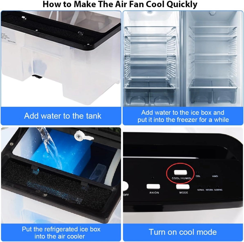 Ventilatore Senza Tubo 75W, 3 in 1 Air Cooler & Ventilatore & Umidificatore con Telecomando, 3 Velocità, Timer 7,5H, Serbatoio Acqua 8L, 38 X 28 X 74 CM, per Salone, Camera da Letto, Ufficio