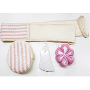 Trade Shop - Set 4 Pz Bagno Effetto Massaggio Doccia Pietra Pomice Spugnetta Luffa Esfoliante -