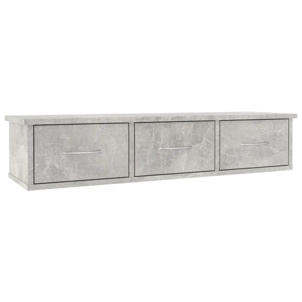 Scaffale Cassetti Parete | Mensola sospesa Grigio Cemento 88x26x18,5 Multistrato