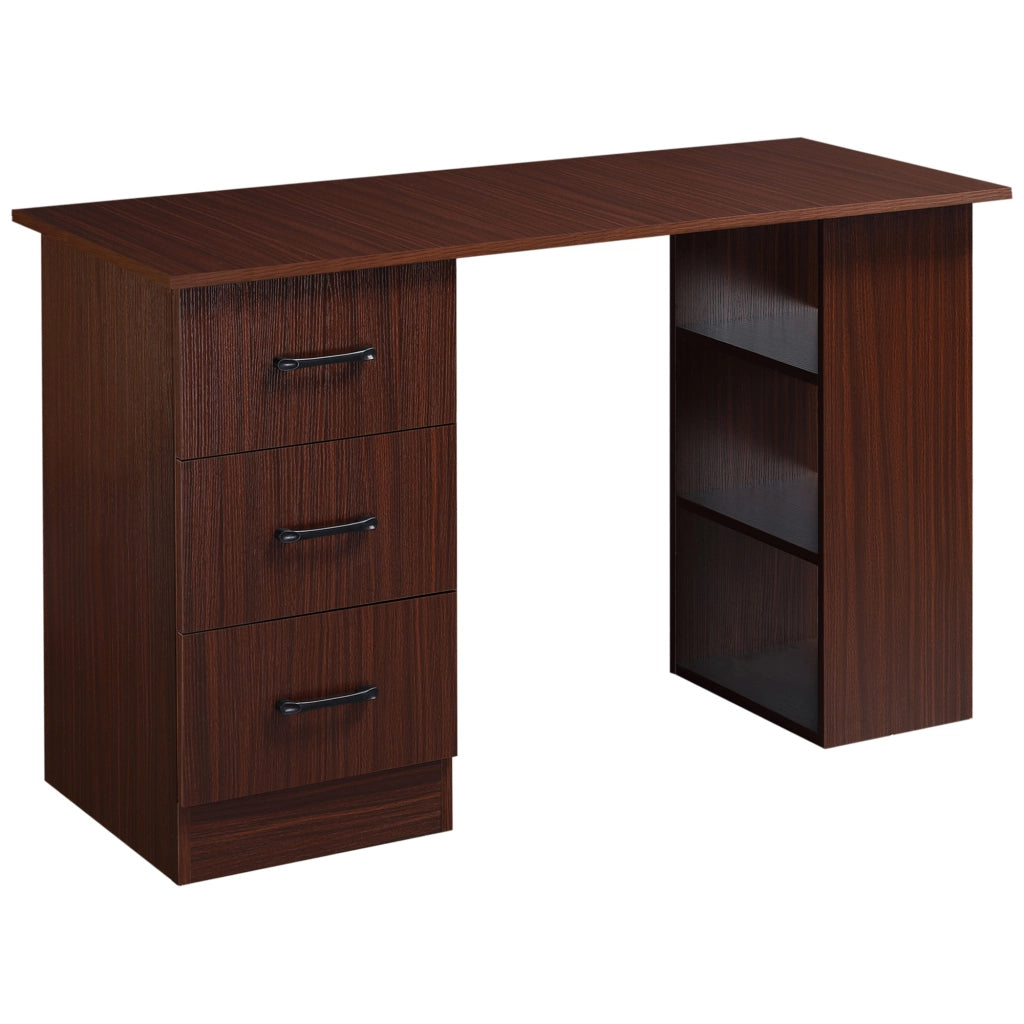 EasyComfort Scrivania per Ufficio con 3 Cassetti e 3 Ripiani Aperti in Legno, 120x49x72cm, Noce