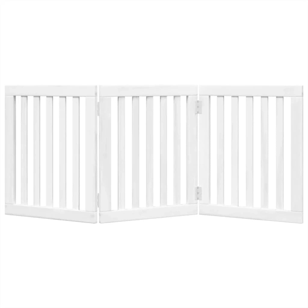 Cancelletto di sicurezza pieghevole per cani a 3 pannelli 150 cm legno di pioppo bianco 02_0023070