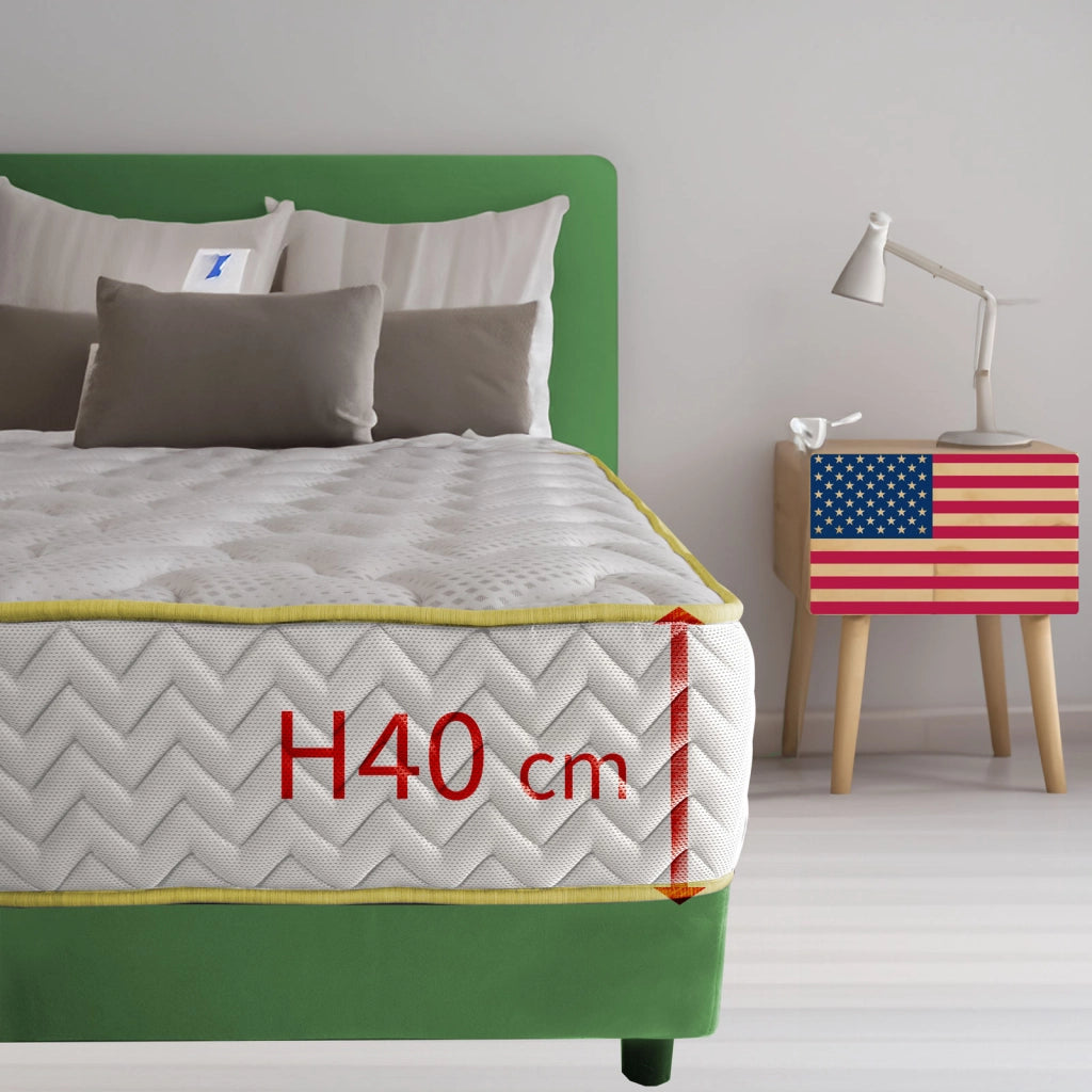 Materasso memory foam Francese 150X200 Cm, Materasso Americano contro il mal di schiena ALTO 40 Cm | Materasso memory che NON SI SCALDA con imbottitura anallergica - MOD. CALIFORNIA40