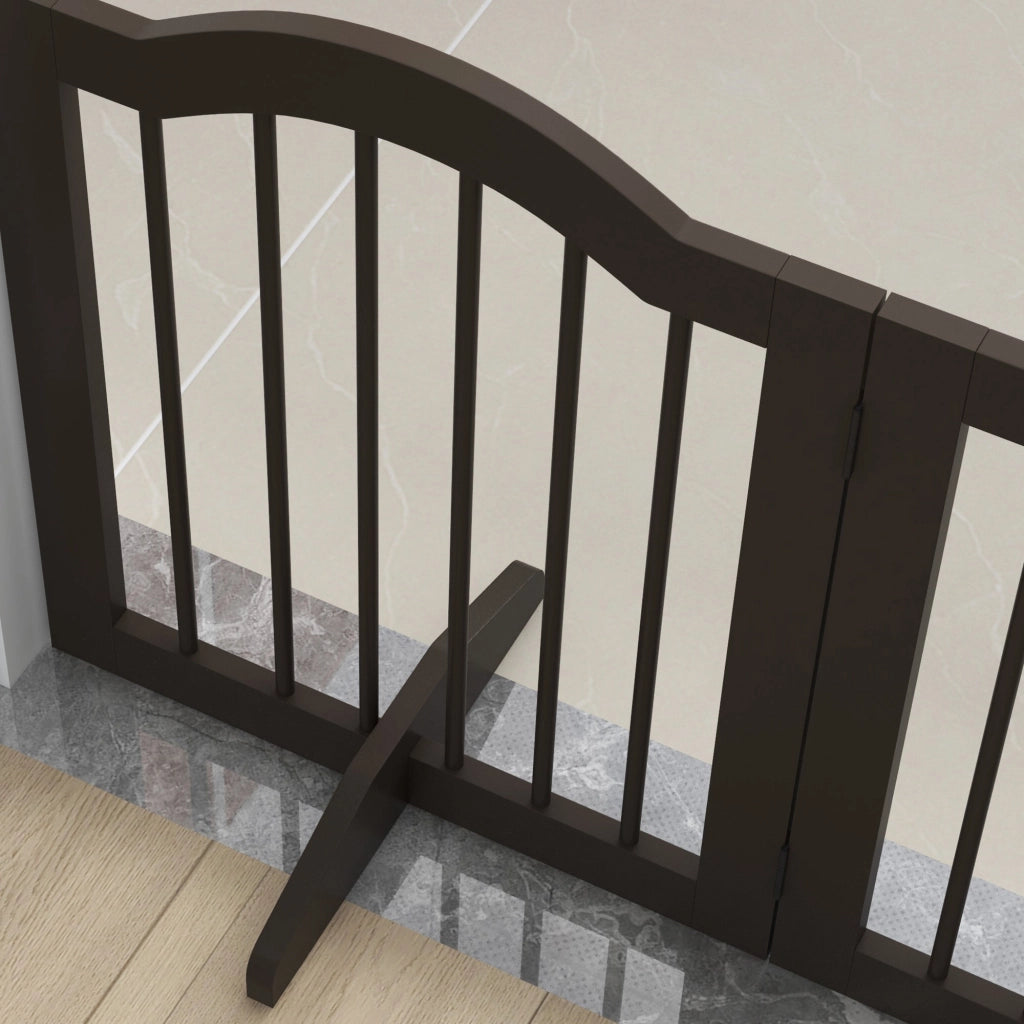 Cancelletto per Cani Pieghevole a 3 Sezioni 154,5x29,5x61 cm in Legno Caffè