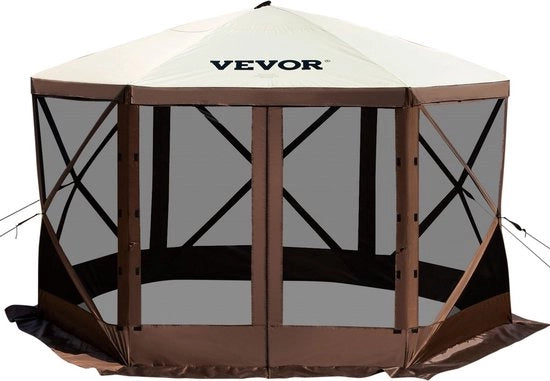 Tenda Gazebo - Tenda Campeggio con Finestre di Maglia - 6 Sedi Pop-up - Borsa Portatile - Manici - Grandi Tende da Ombra - Materiale 300D Tessuto Oxford e Vetroresina B3 - per Campeggio all'Aperto - Giardino e Cortile Esterno