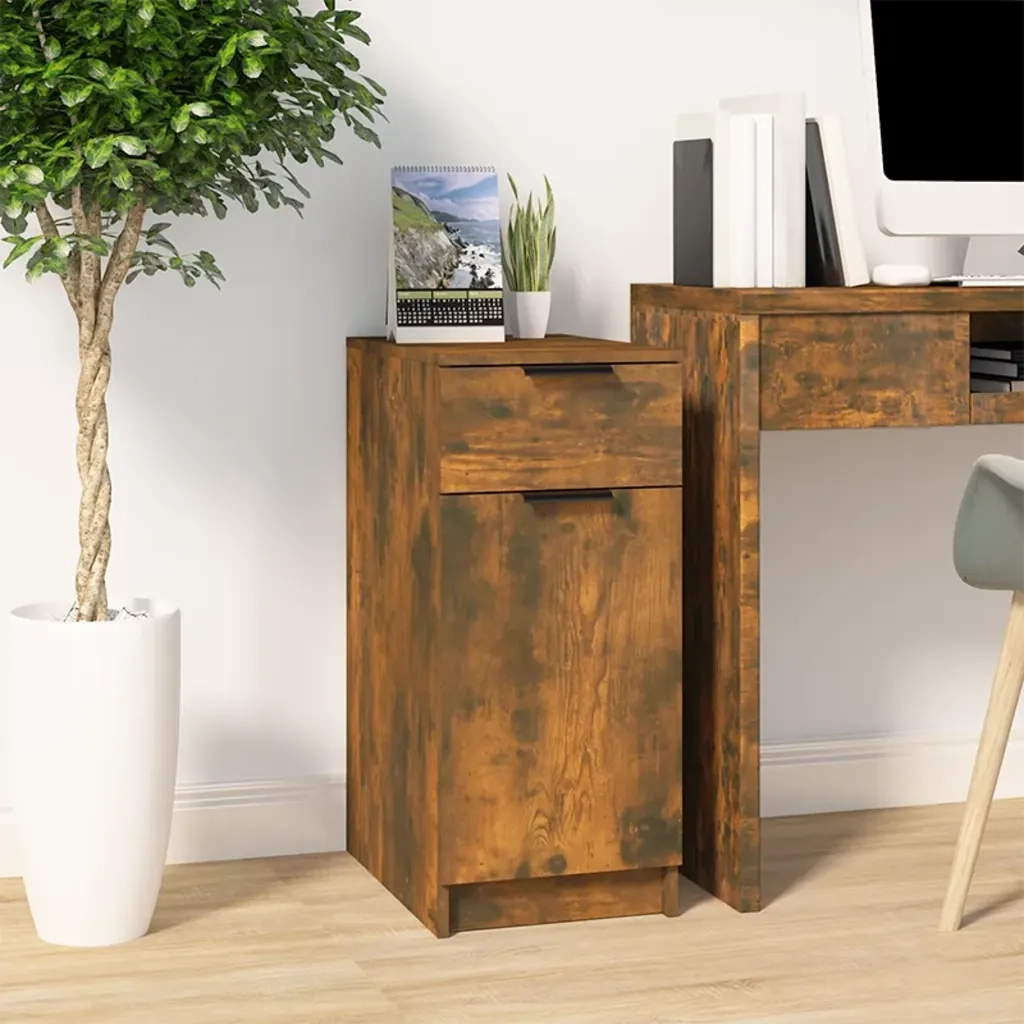 Armadietto Scrivania Rovere Fumo 33,5x50x75cm Legno Multistrato 817129