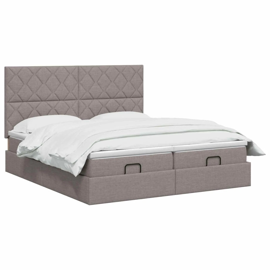 Letto ottomano con materasso con testiera 2 pz Tortora Tessuto 3457873