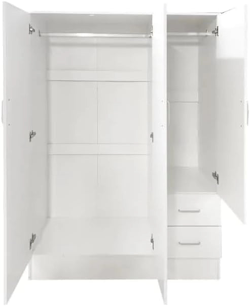 Armadio Camera da Letto 3 Ante 2 Cassetti Bianco 120x50x170 cm