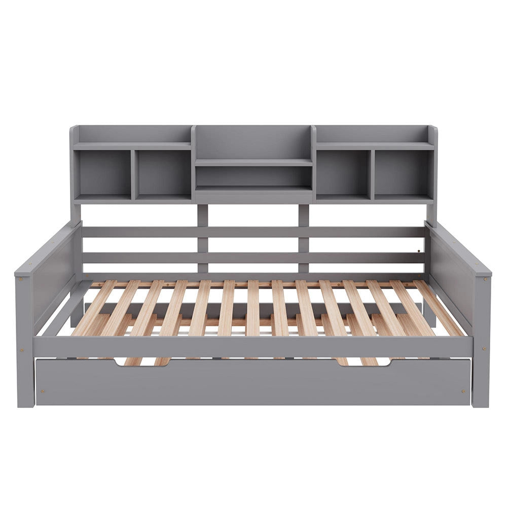 Divano letto in legno 90x200cm - Xylo - grigio, estensibile 90x190cm, pino