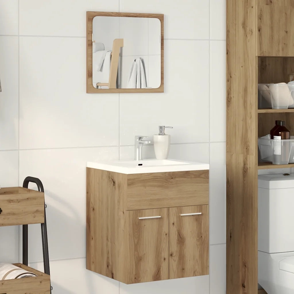 Set Mobili da Bagno 2 pz Rovere Artigianale Legno Multistrato